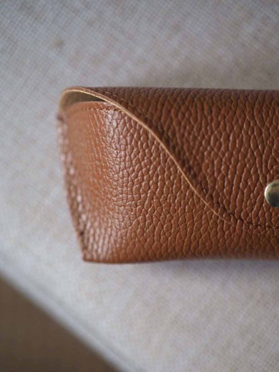 Skinn brilleetui camel