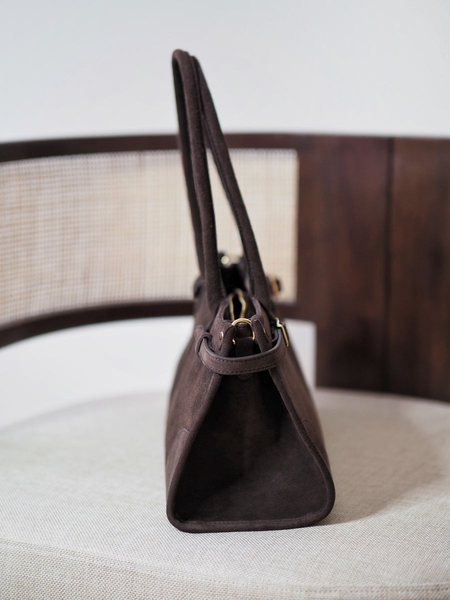 Semsket avlang veske mørkebrun 