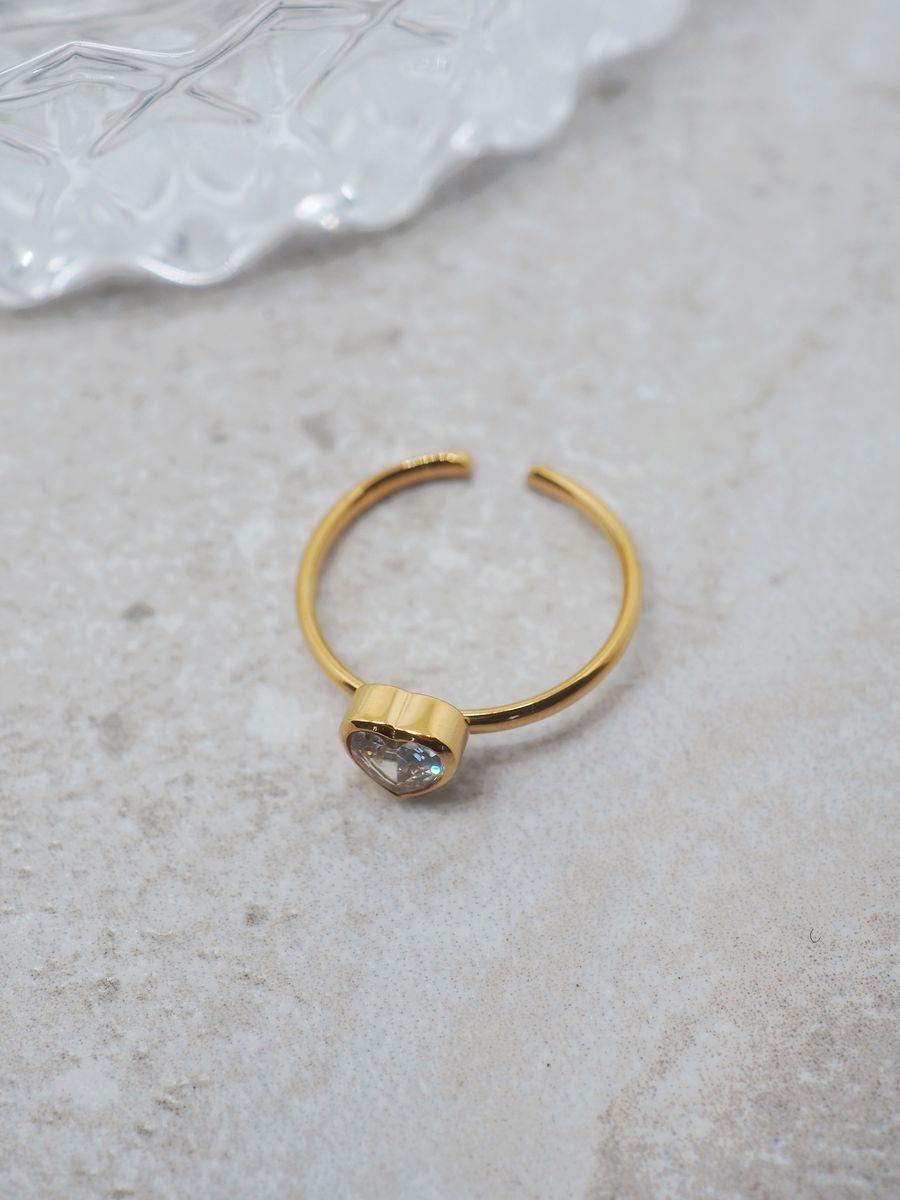 7DAYS ring hjerte stål gullfarget