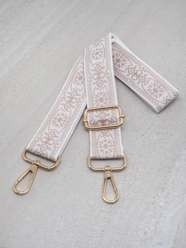 Veskestropp smal beige og off-white