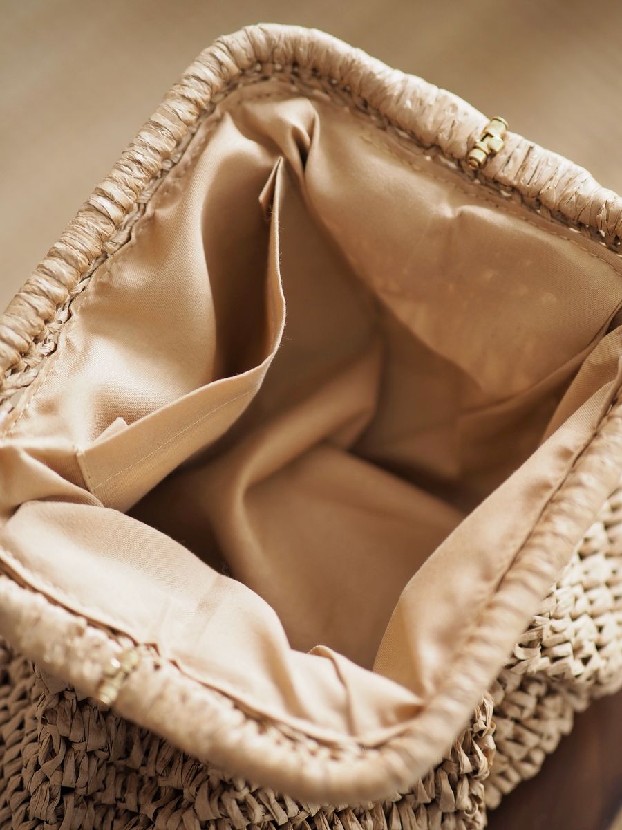 Raffia pouch-veske khaki