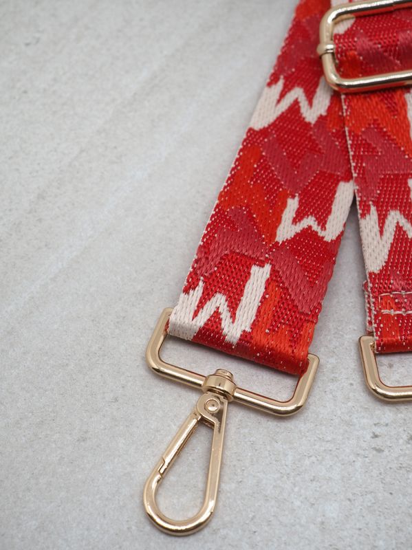 Veskestropp smal rød og off-white