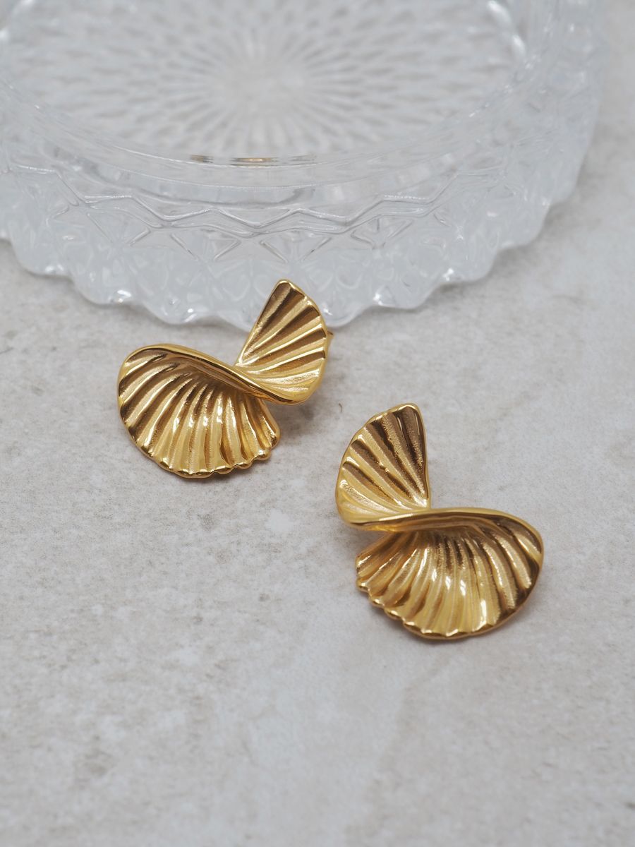 7DAYS øredobber viftespiral gullfarget stål