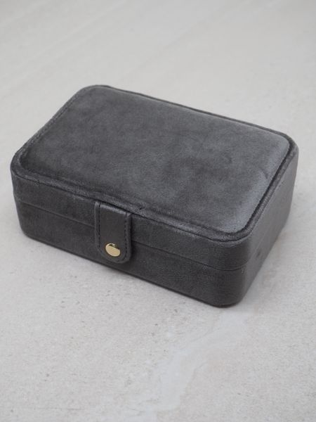 Hovedbilde Smykkeskrin i velur rektangulær gråbrun