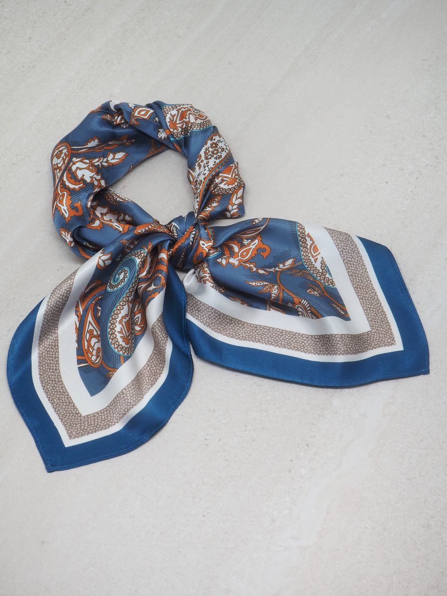 Skjerf 100% silke blå og oransje