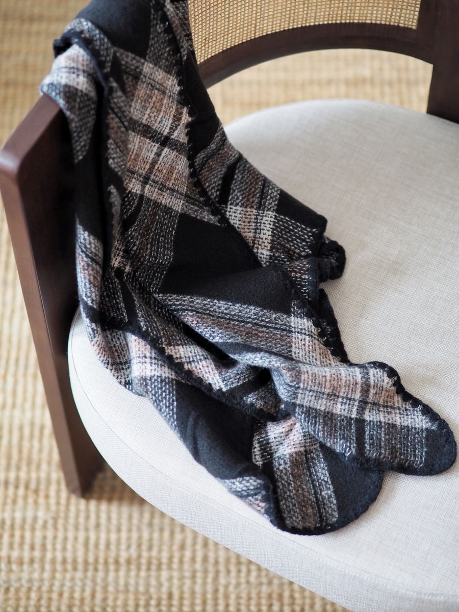 Stort sjal svart og beige