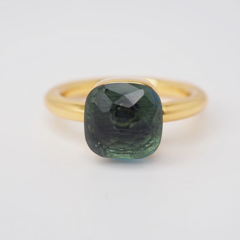 Adele ring grønn glasstein
