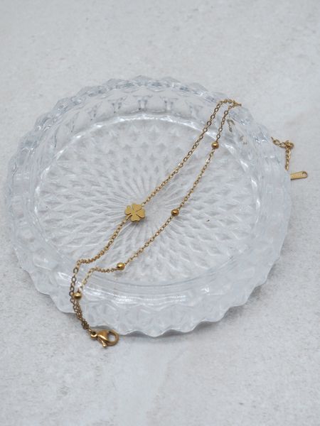 Hovedbilde 7DAYS firkløverarmbånd stål gullfarget