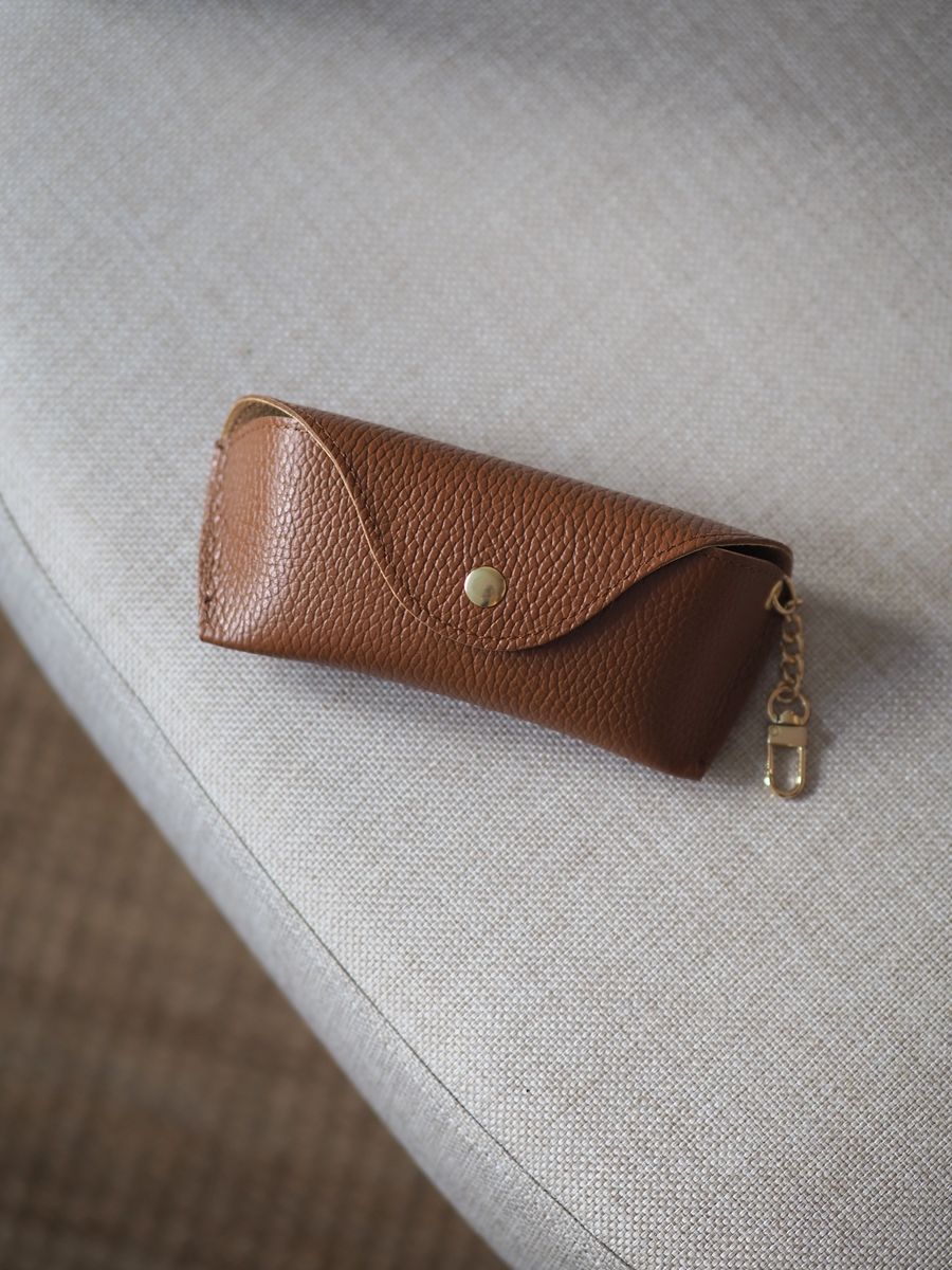 Skinn brilleetui camel