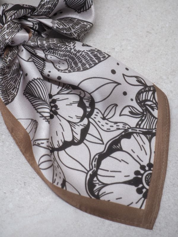 Skjerf 100% silke beige og brun