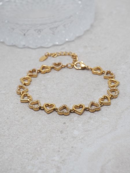 Hovedbilde Hjertearmbånd i stål gullfarget