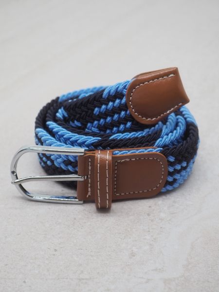 Hovedbilde Flettet elastisk belte blå og lyseblå