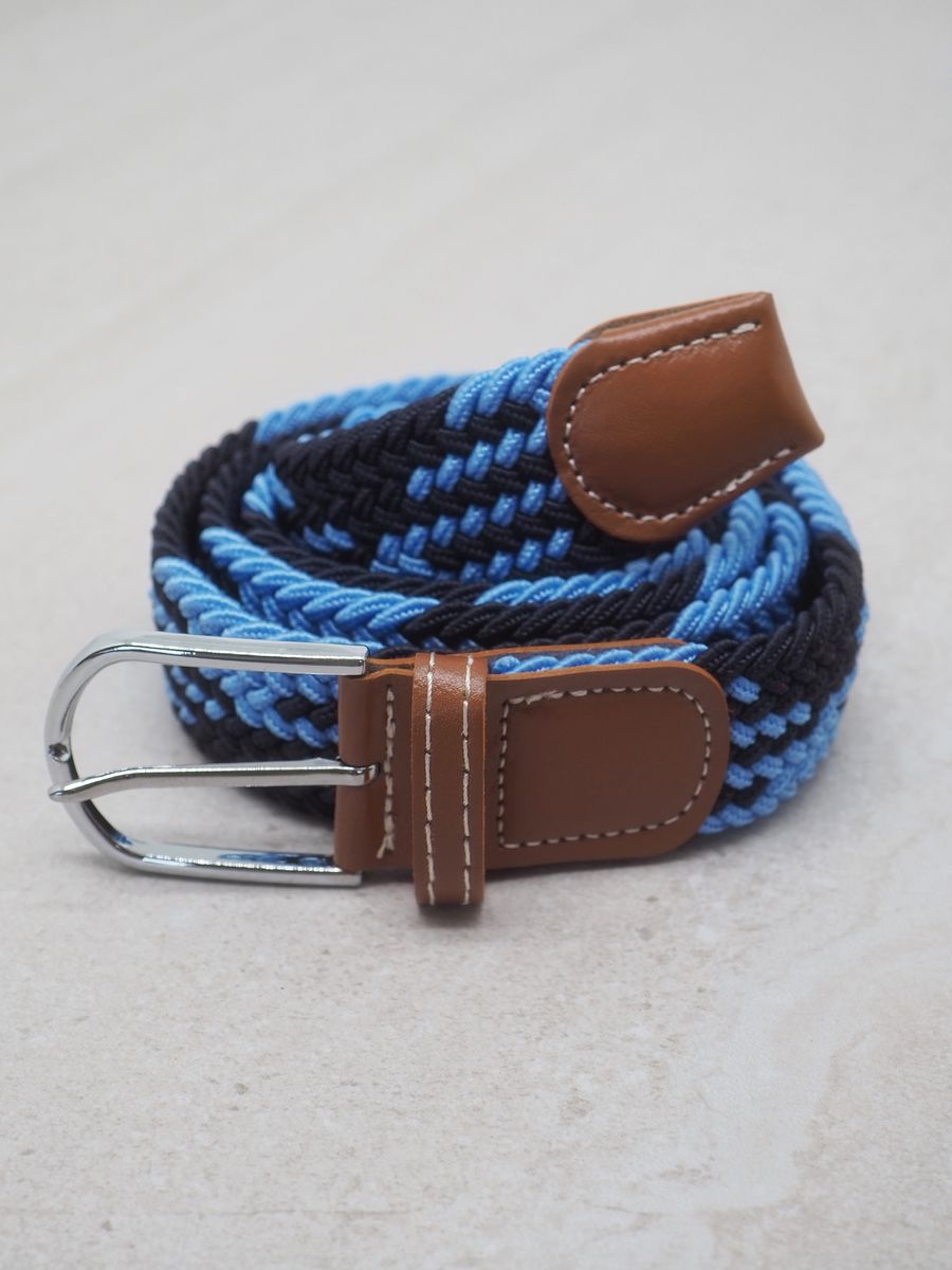 Flettet elastisk belte blå og lyseblå