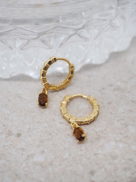 Hovedbilde Hoops forgylt sølv med brune zirkoner