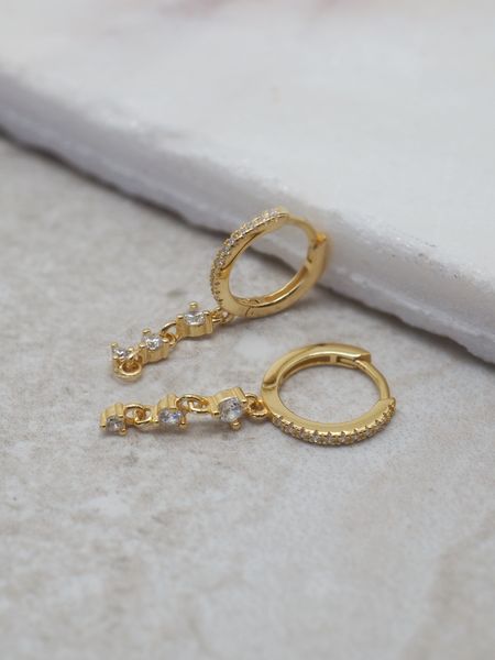 Hovedbilde Øredobber med zirkonheng sølv forgylt