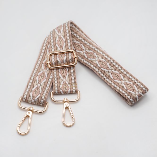 Hovedbilde Veskestropp med geometrisk mønster beige krem