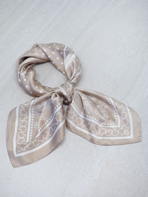 Hovedbilde Satengskjerf beige og hvit