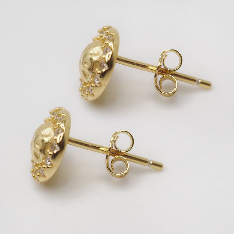 Studs sirkel knapp 925 forgylt sølv