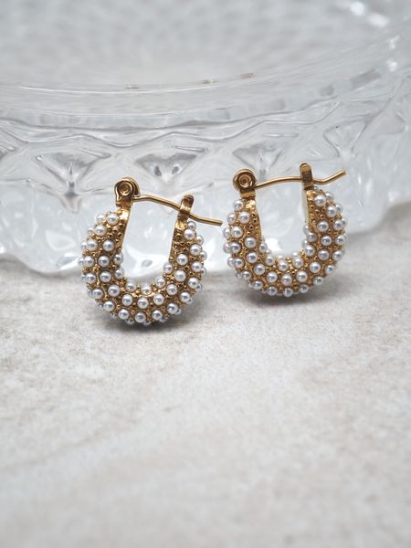 Hovedbilde Hesteskoformede øredobber med perler