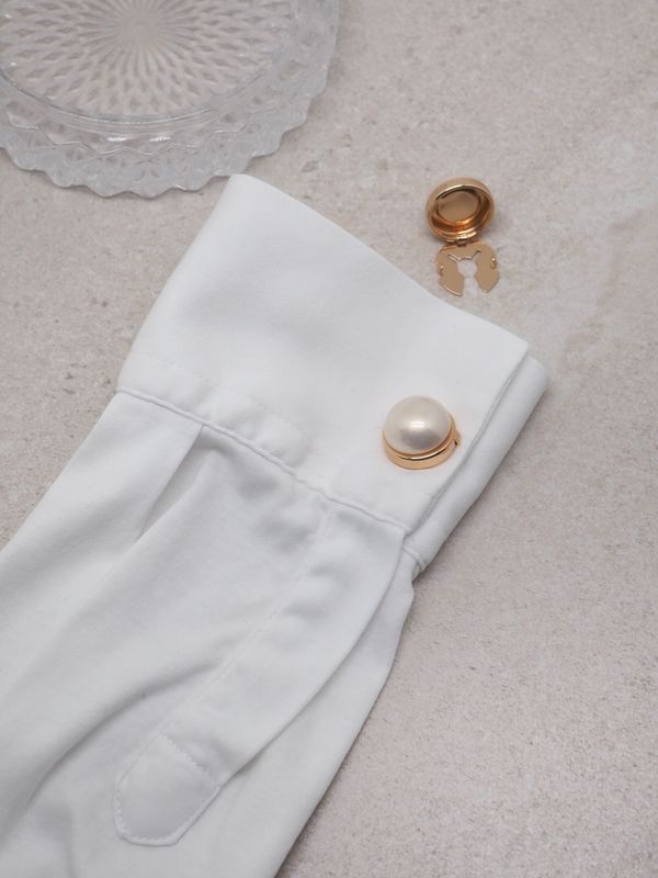 Knappepynt 2stk. klassisk perle off-white