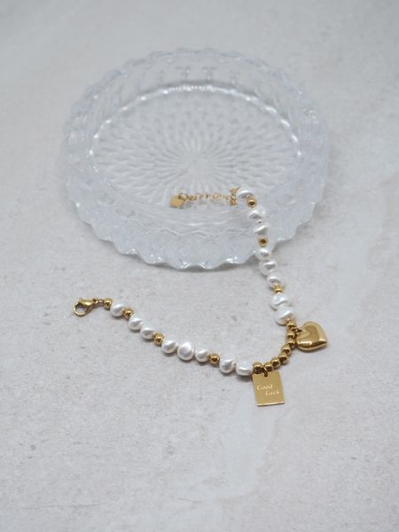 Hovedbilde 7DAYS armbånd perler og charms stål gullfarget