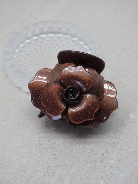 Hovedbilde Hårklype rose med glitter brun