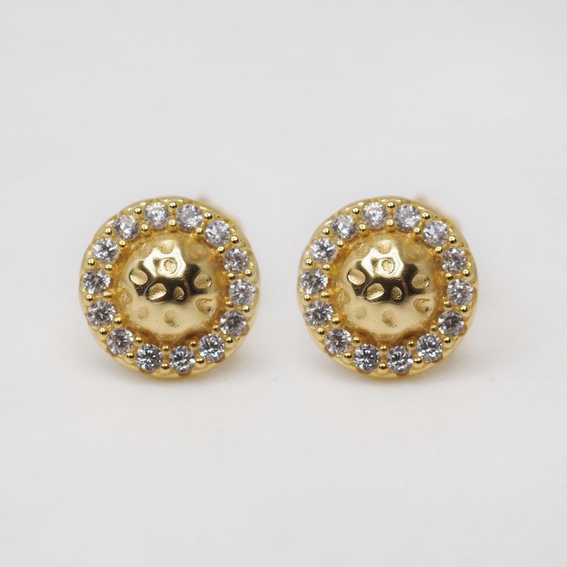 Studs sirkel knapp 925 forgylt sølv