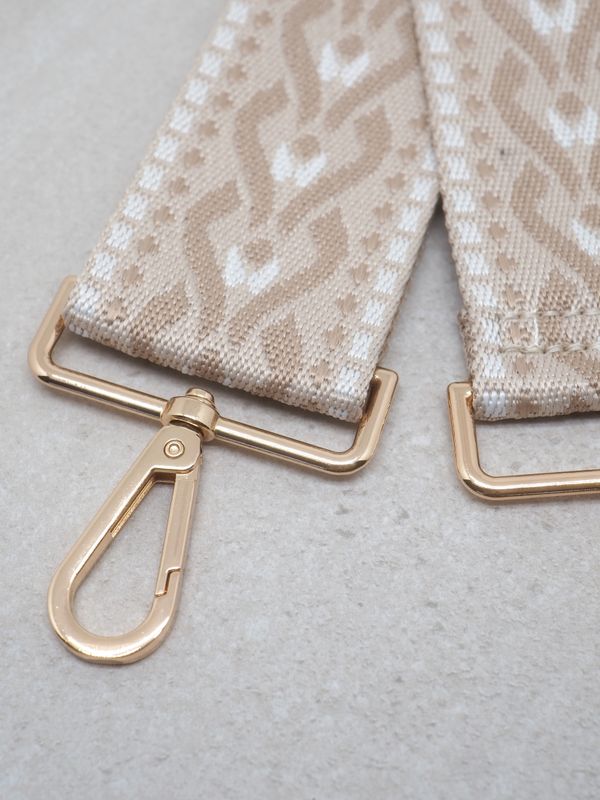 Veskestropp bred vevet beige