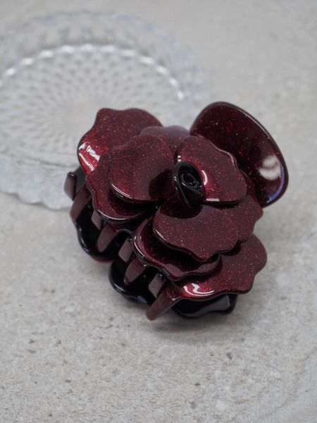 Hovedbilde Hårklype rose med glitter bordeaux 