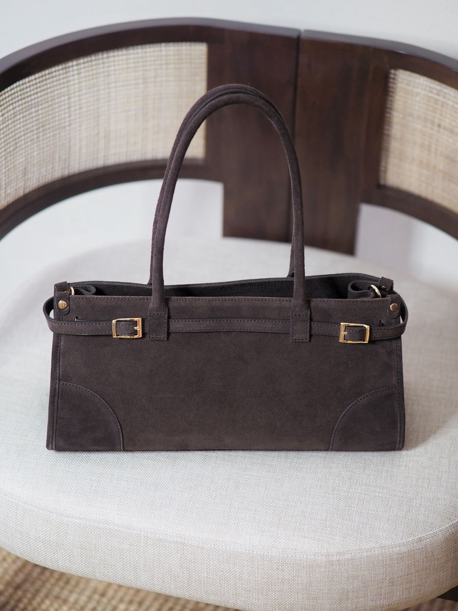 Semsket avlang veske mørkebrun 