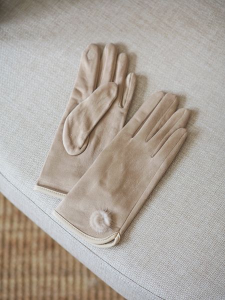 Hovedbilde Hansker med pelsdott beige