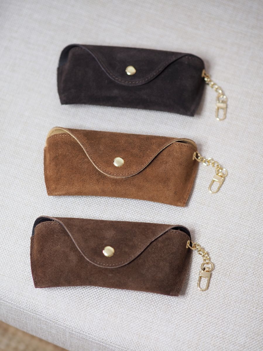 Brilleetui semsket skinn mørkebrun