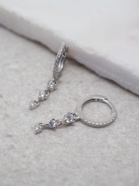 Hovedbilde Øredobber med zirkonheng sølv 